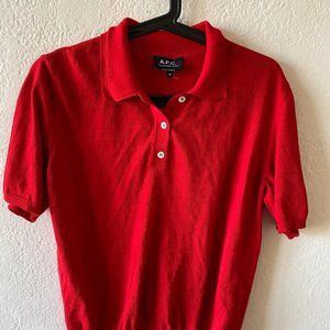 Red A.P.C. Knit Polo Top